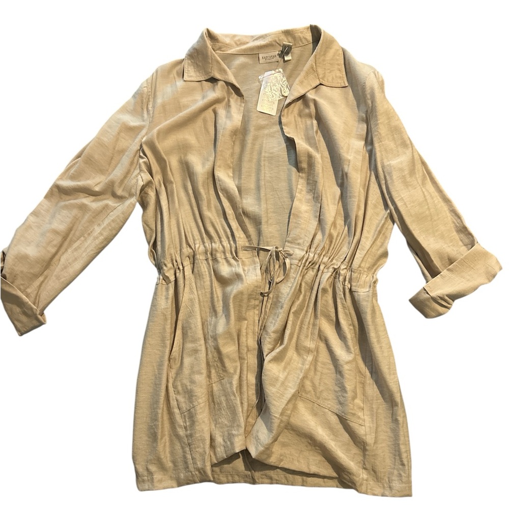 NWT Easywear by CHICO’s Tan Long-Sleeve Open Front Jacket